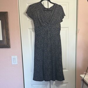 Chaps Navy and Tan Patterned  Dress size M